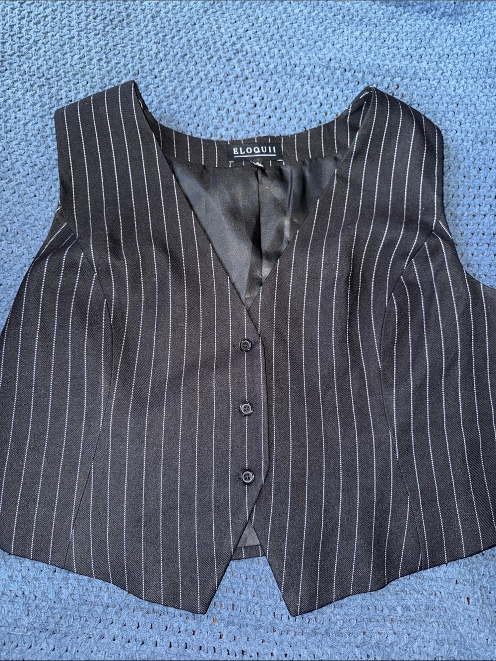Eloquii Black Pinstripe Vest